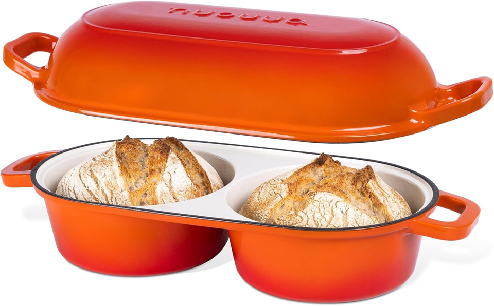 Nuovva Cast Iron Double Loaf Enamel Dutch Oven Pot
