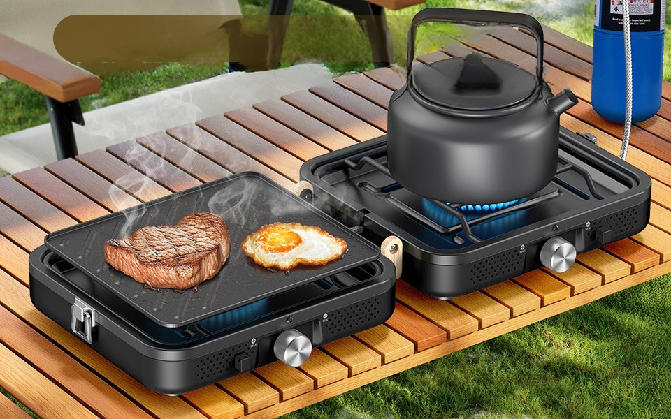 OGERY 2-Burner Foldable Camping Stove With Griddle