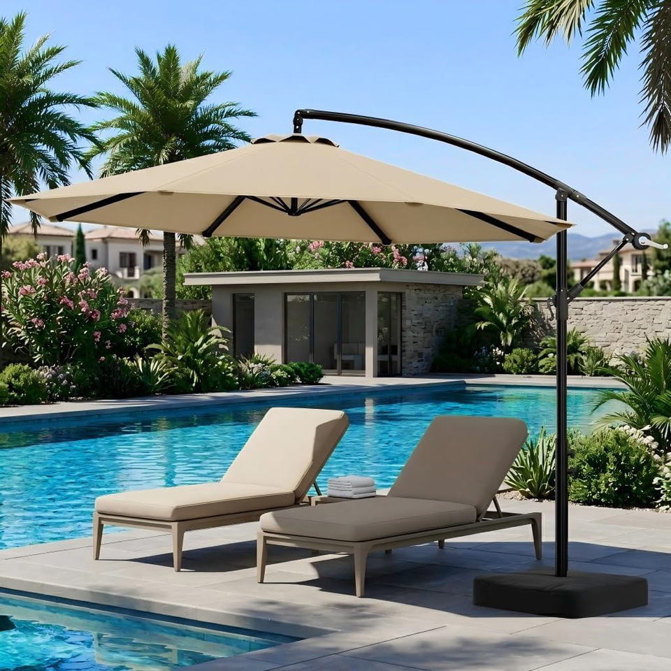 OLILAWN 10FT Cantilever Offset Outdoor Patio Umbrella