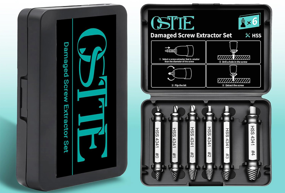 OSTTE 6-Piece Damaged Screw Extractor Set