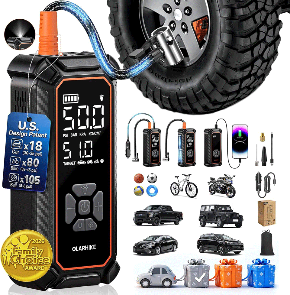 OlarHike Dual Power Portable Tire Inflator Air Compressor