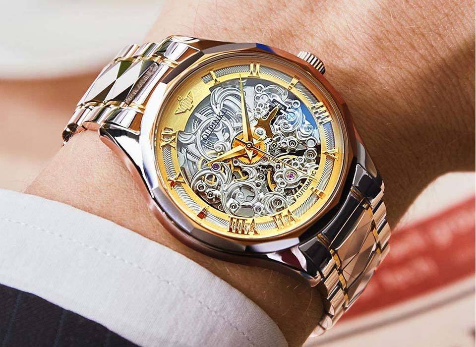 Olevs Skeleton Men's Luxury Watch 