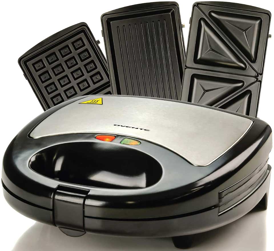 Ovente Electric Indoor Sandwich Grill Waffle Maker Set