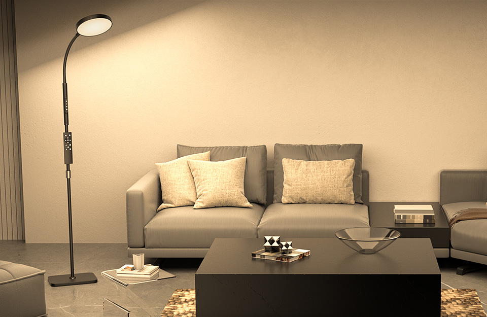 PACOVY Adjustable Gooseneck Floor Lamp With Remote