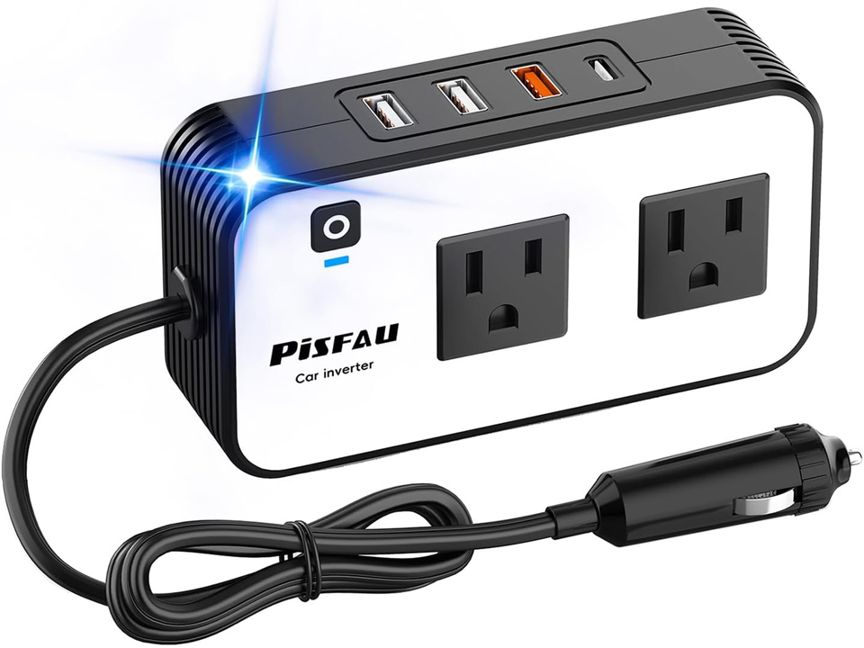 PiSFAU Car Power Inverter Adapter Outlet With USB-Fast Charger