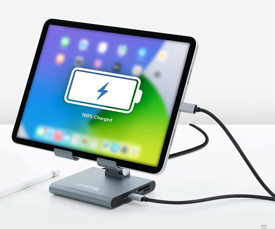 Plugable 8-in-1 USB C Hub For iPad With Stand
