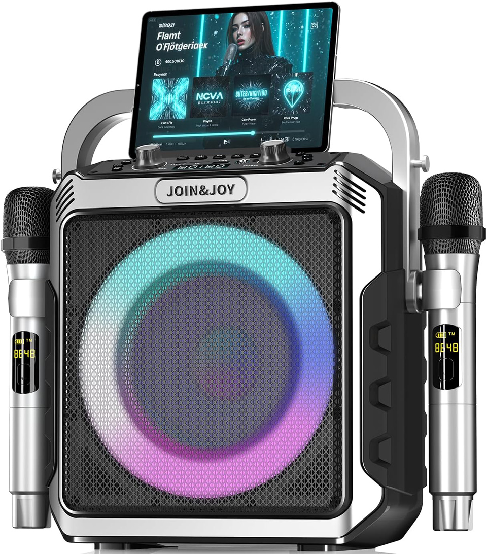 Portable Karaoke Machine with Wireless Microphones