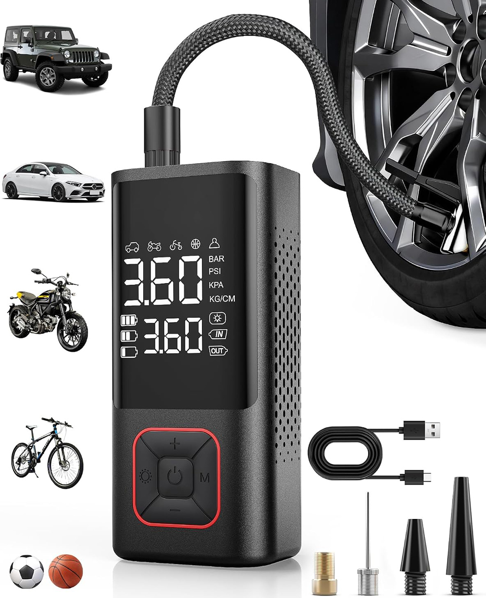 Powools Cordless Portable Tire Inflator Air Compressor