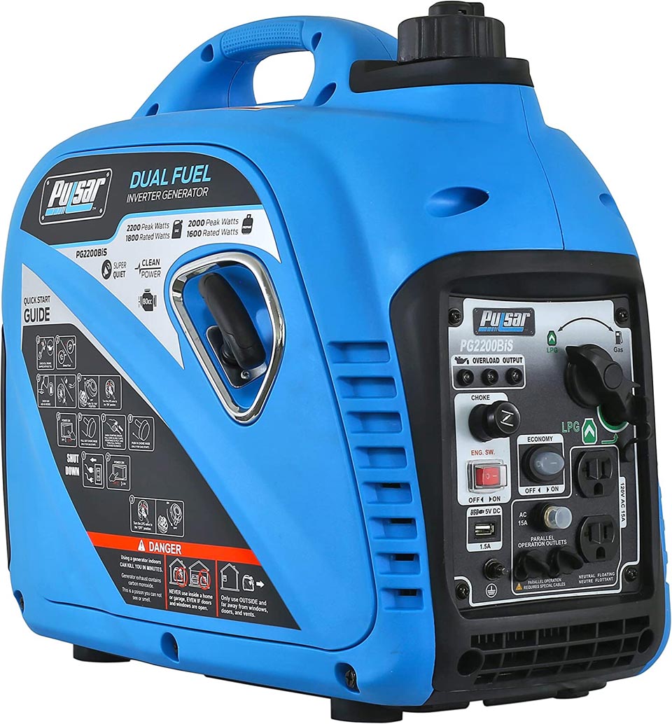 Pulsar Portable Dual Fuel Inverter Generator With USB Outlet