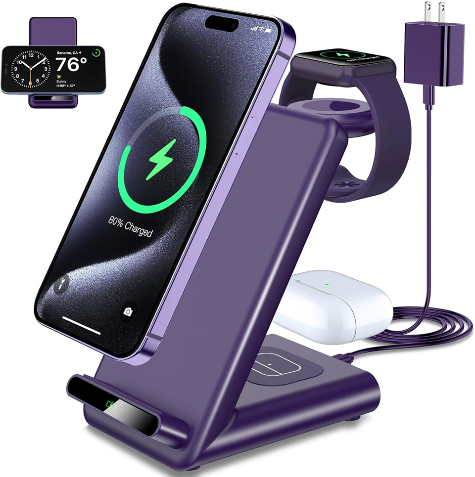 QKXC 3-In-1 Wireless Charging Station