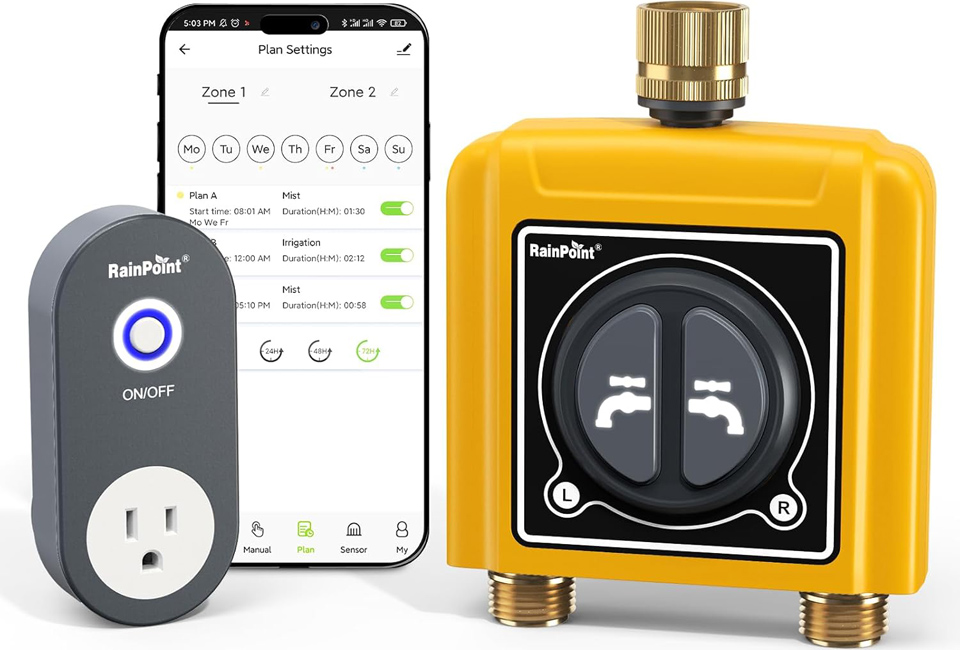 RAINPOINT 2 Zone WiFi Water Timer With APP And Voice Control