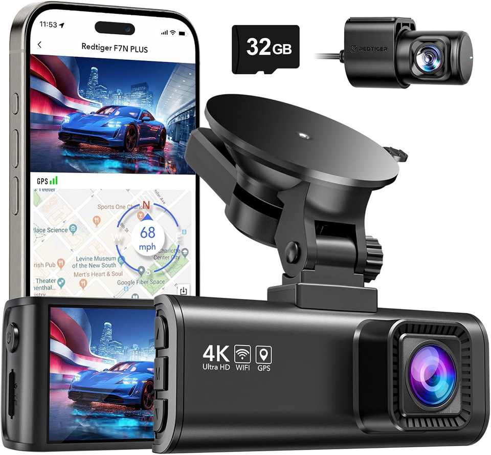 REDTIGER 4K Built-In Wi-Fi GPS Dash Cam