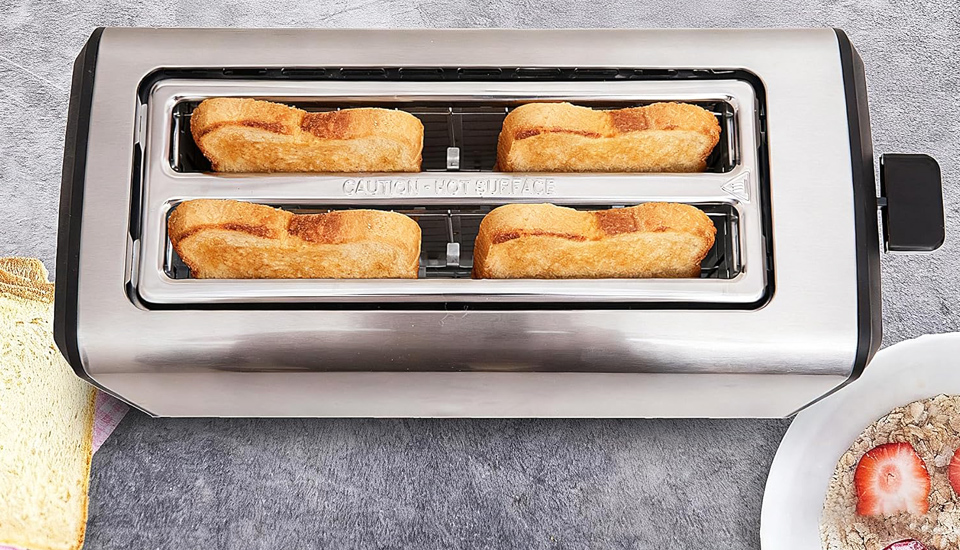 REVOTRA 4-Slice Long Slot Stainless Steel Toaster