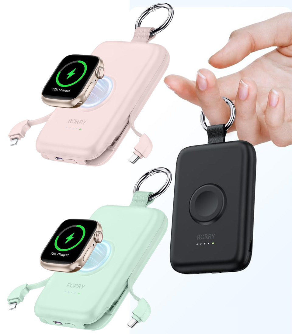 RORRY Portable Phone Travel Charger With Built In Cables