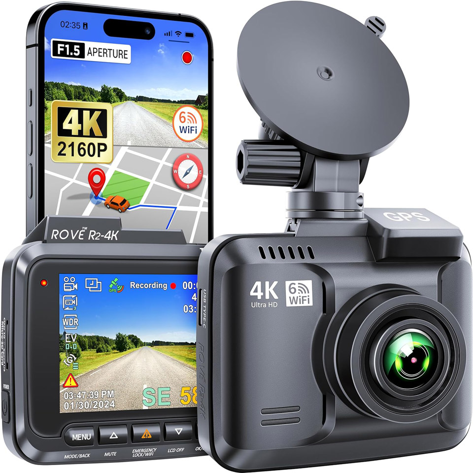 ROVE R2-4K Dash Cam Built-in WiFi GPS