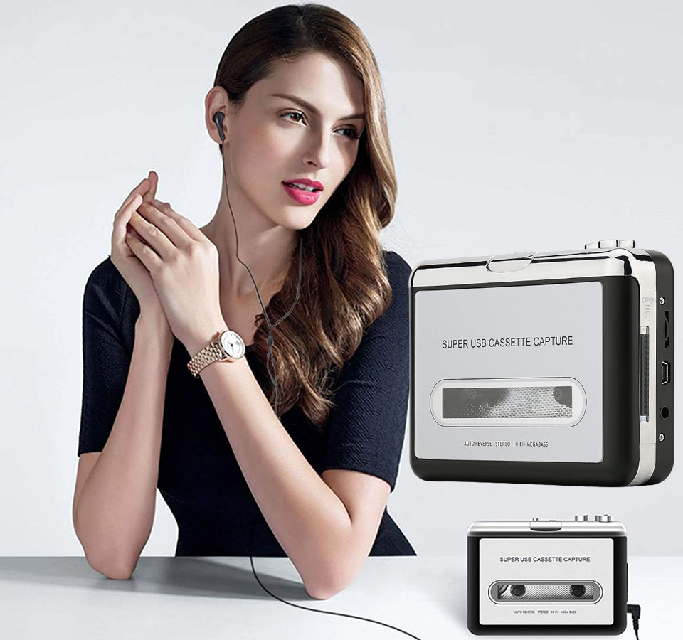Reshow Cassette Player Captures Convert Walkman Tape Cassettes via USB