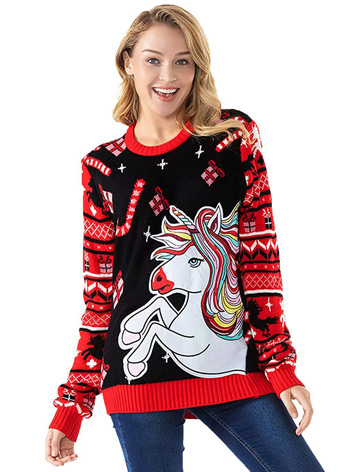 Retro Glam it Up Ugly Christmas Sweater with Robin Pullover