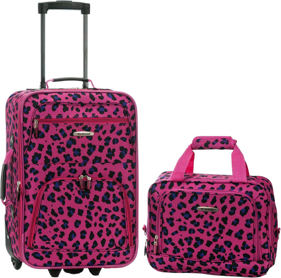 Rockland Fashion Softside Upright 2-Piece Magenta Leopard Luggage Set