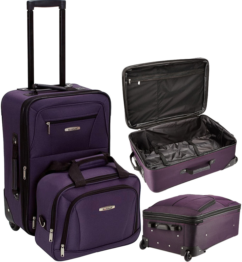 Rockland Fashion Softside Upright 2-Piece Purple Luggage Set