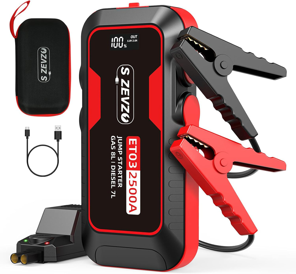 S ZEVZO Car Jump Starter With USB Ports