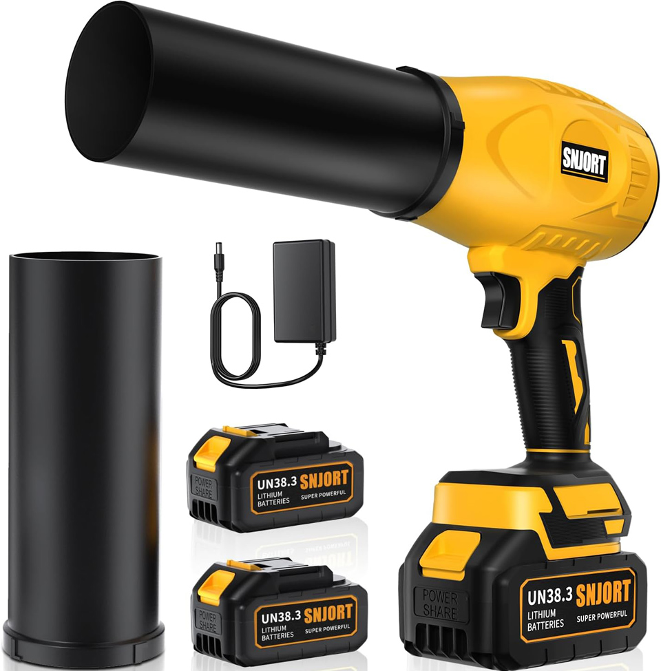 SNJORT Extended Nozzle Cordless Leaf Blower With 2 Batteries