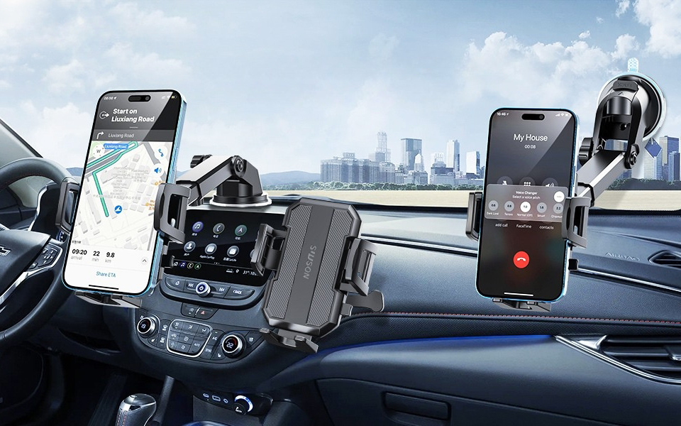 SUUSON Upgraded 3-In-1 Car Phone Holder Mount