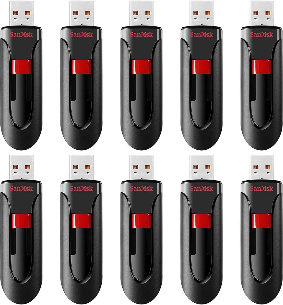 SanDisk 64GB 10-Pack Cruzer Glide USB 2.0 Flash Drive