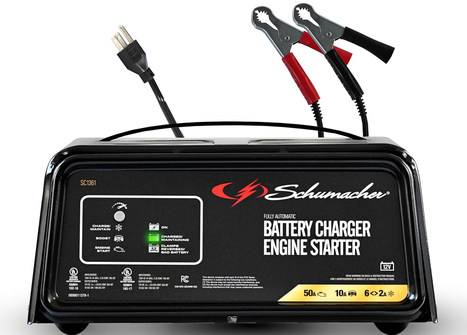 Schumacher 4-In-1 6A Car Battery Charger And 50A Engine Starter