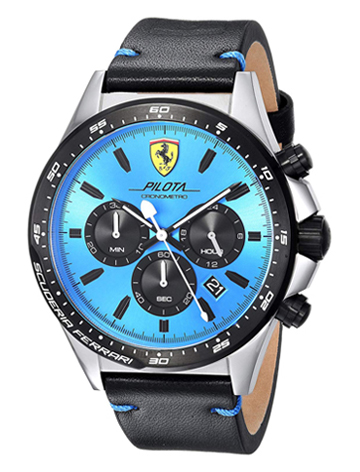 Scuderia Ferrari Men's 'Pilota' Quartz Stainless Steel and Leather Casual Watch