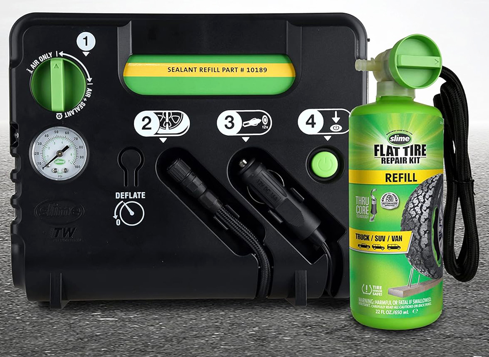 Slime Flat Tire Puncture Emergency Kit With Sealant And Tire Inflator Pump