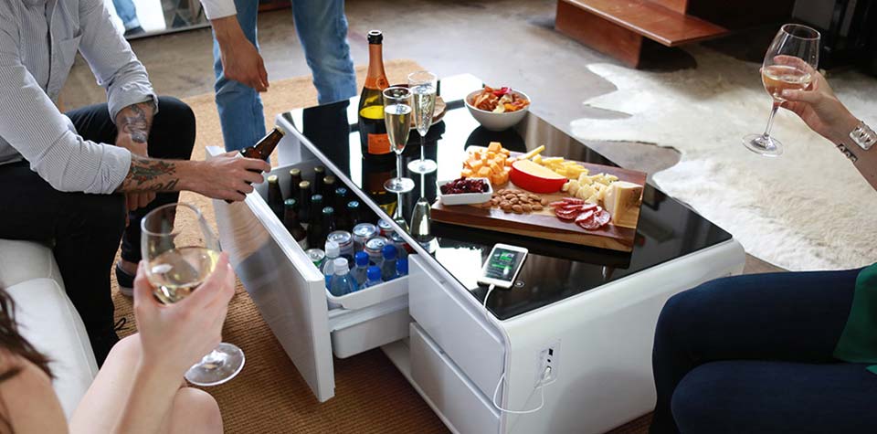 Sobro Coffee Table With Built-in refrigerator drawer