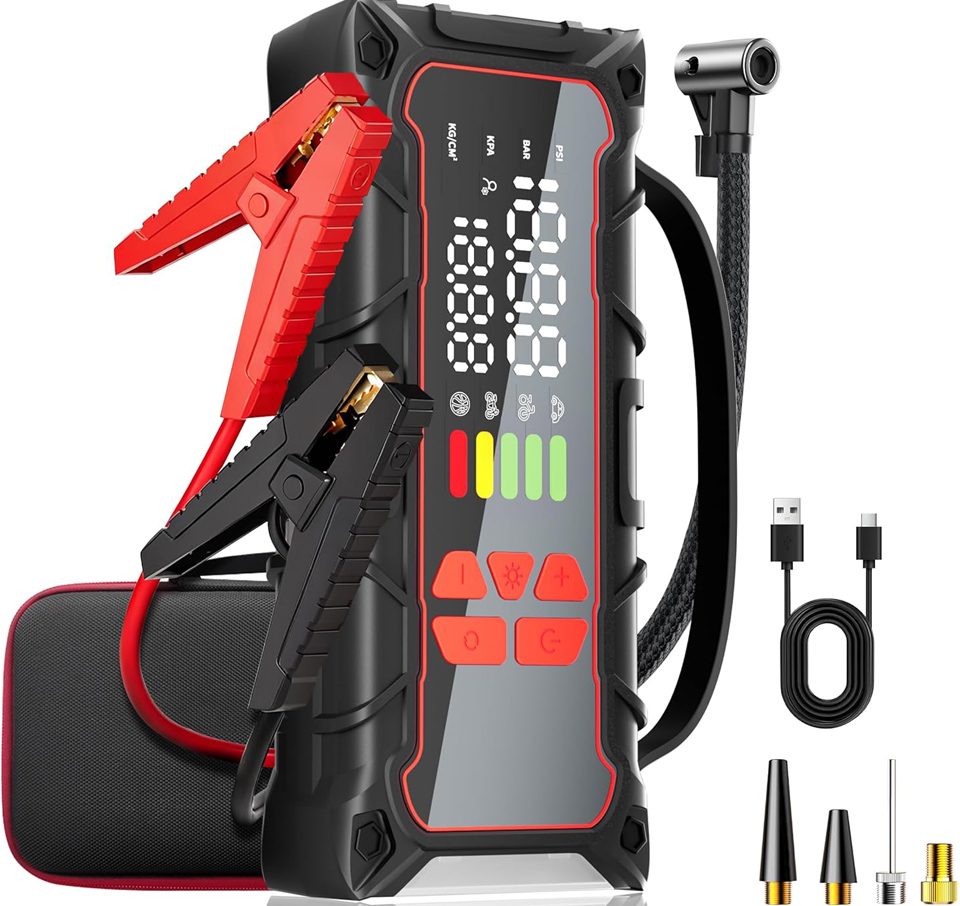 Soramir Portable Jump Starter With Air Compressor