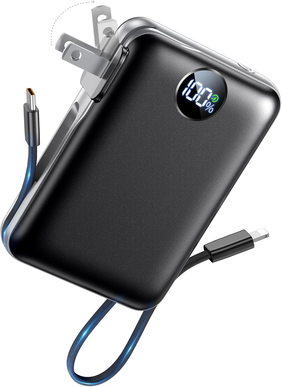 Sucrosey Portable Charger With Built-In Cables And Wall Plug