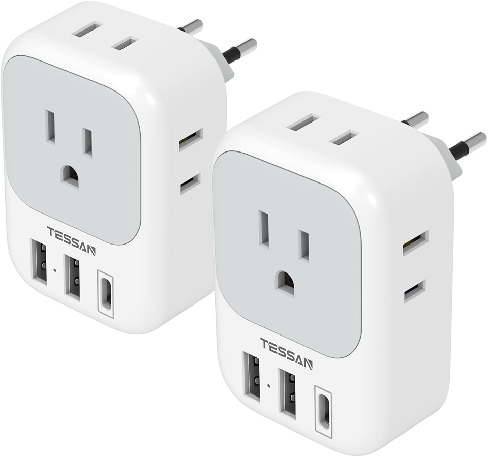 TESSAN 2 Pack USB C European Plug Adapter