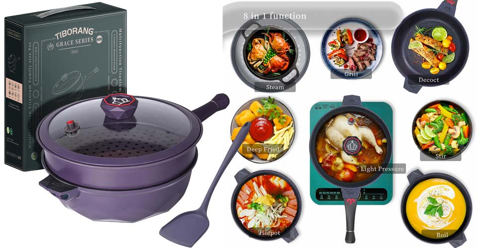 TIBORANG 7-In-1 Multipurpose Cooking Pan With Micro Pressure Valve