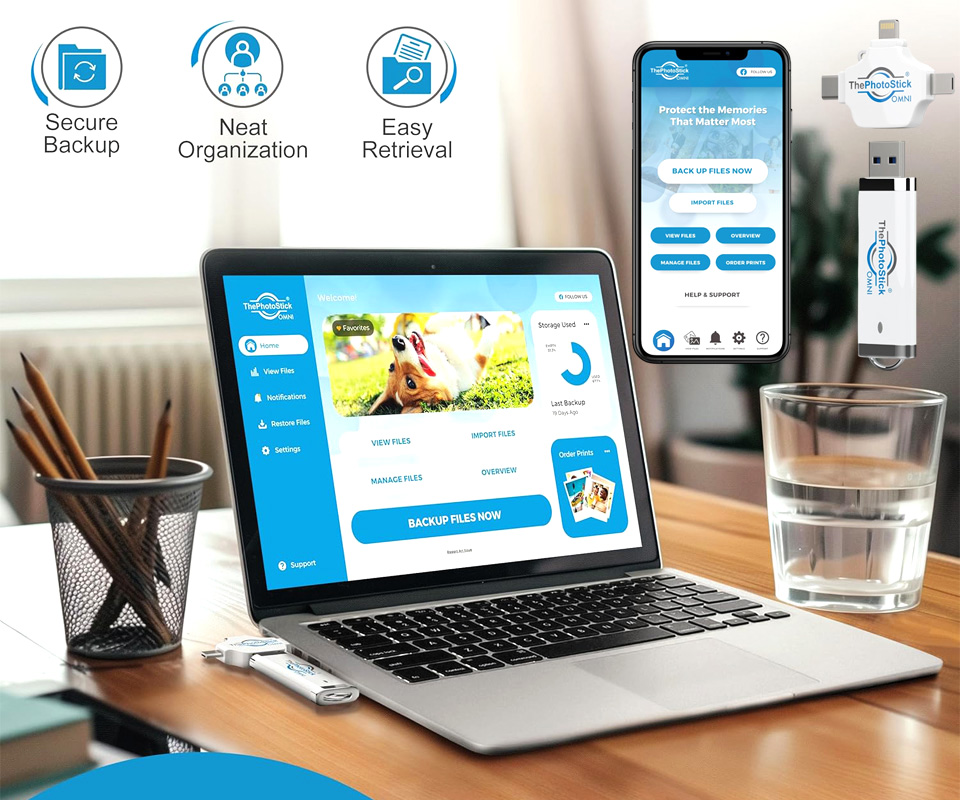 ThePhotoStick® Omni 32GB Photo Video Backup For Devices