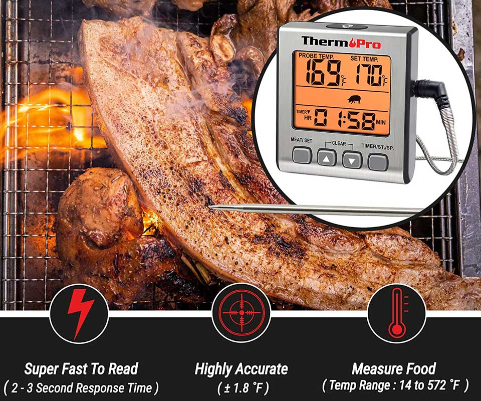 ThermoPro Food Thermometer With Backlight And Timer