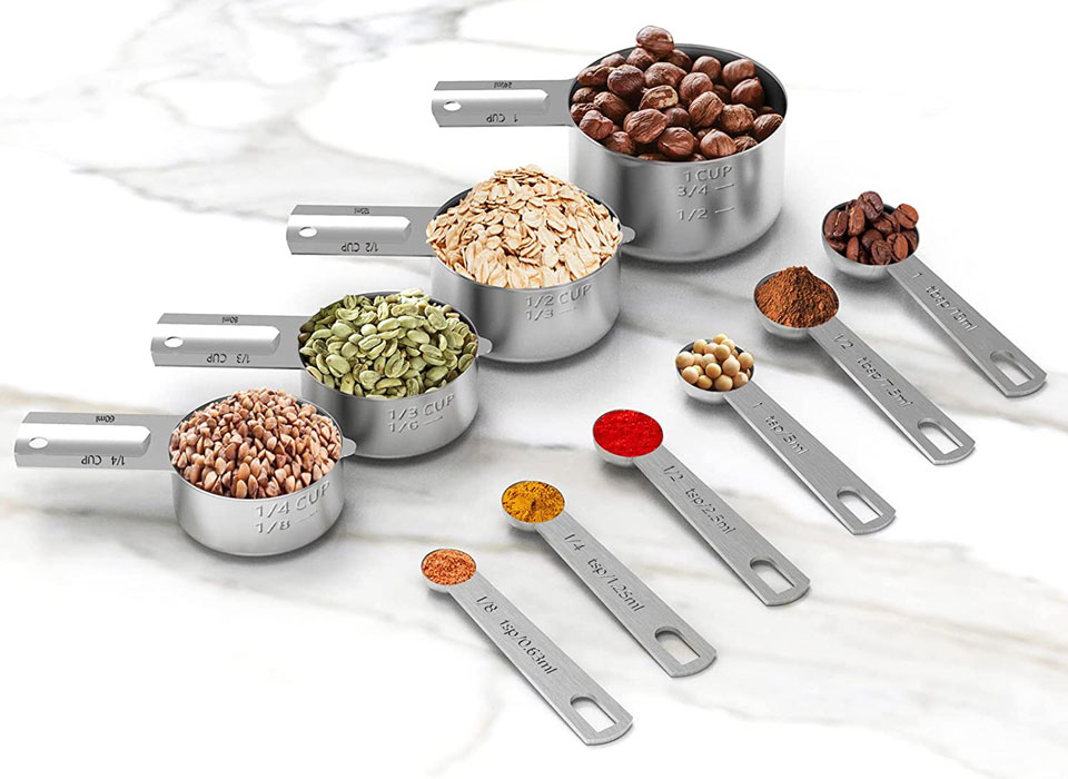 Tiluck Stainless Steel Measuring Cups & Spoons Set