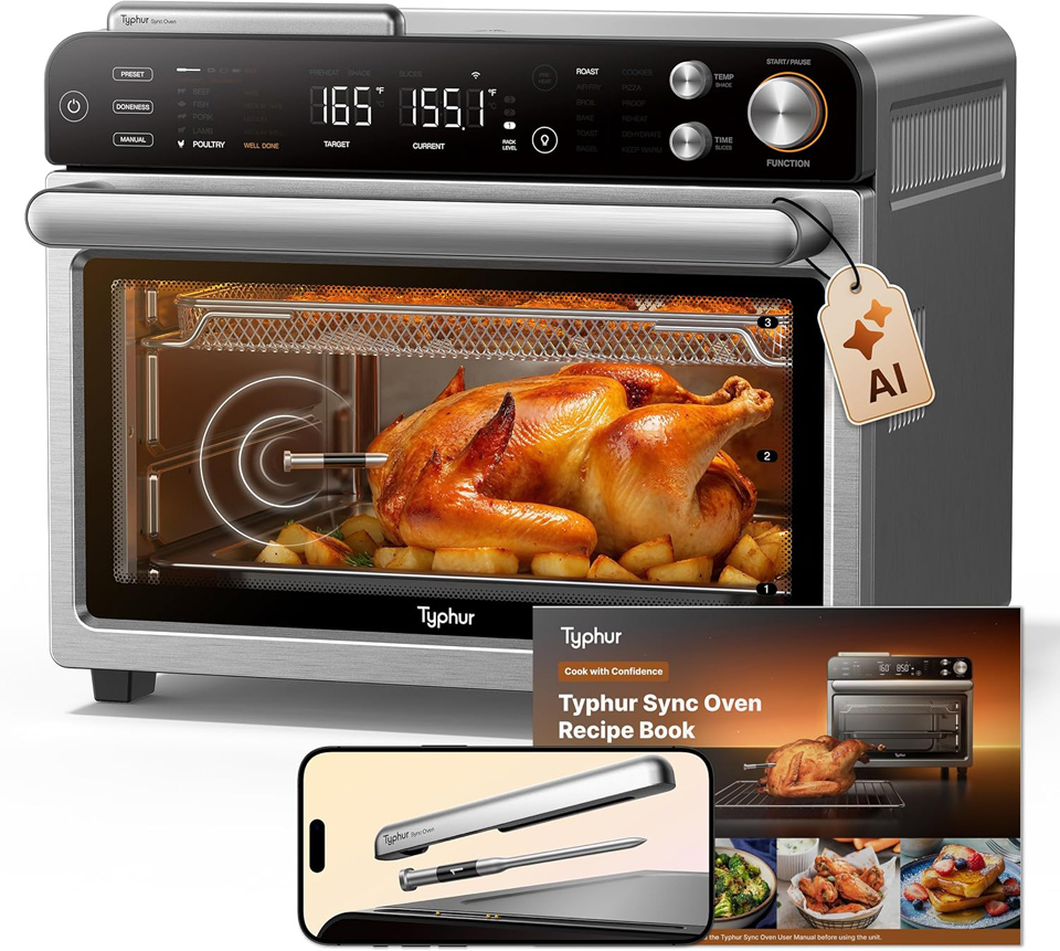 Typhur Sync 12‑in‑1 Countertop Oven With Smart AI Wireless Meat Thermometer