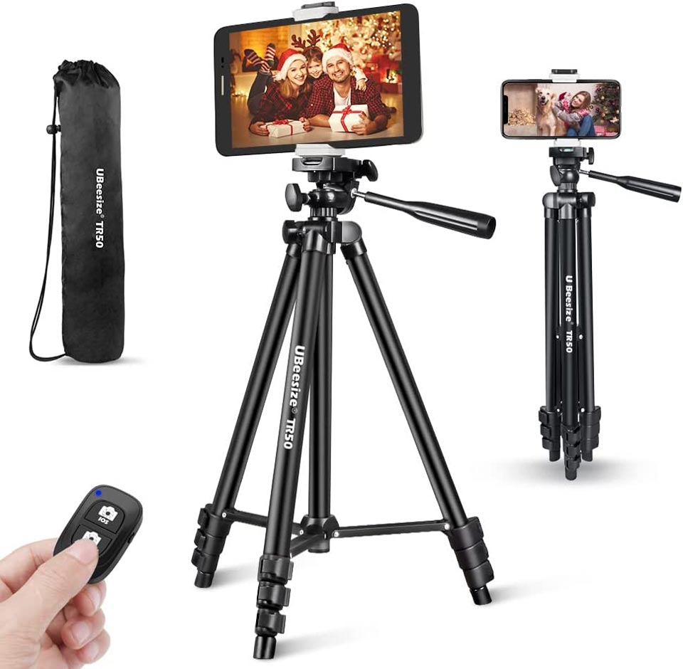 UBeesize 50-in Extendable Tripod With Universal Cell Phone & Tablet Holder