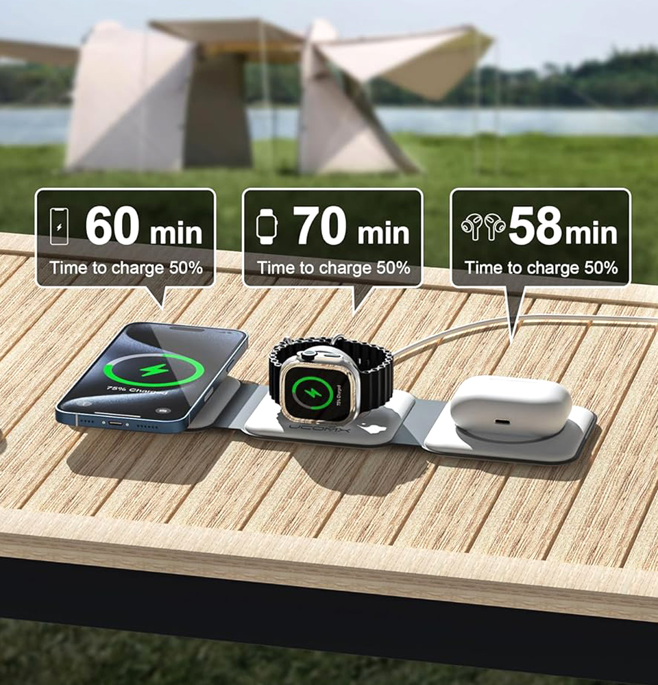 UCOMX Nano Mini 2-In-1 Wireless Travel Charger For Multiple Devices 