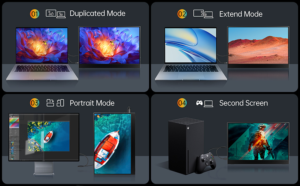 VILVA Portable Monitor For Laptop With Cover And Speakers