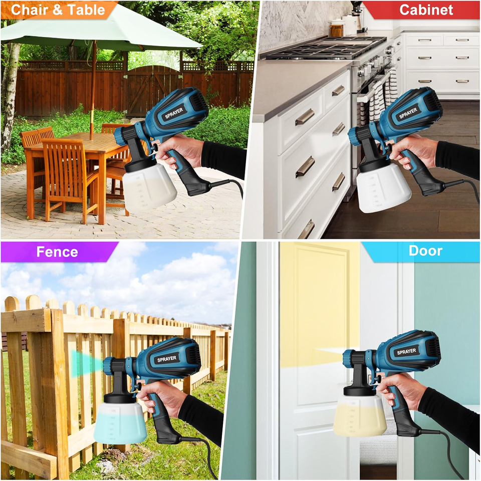 VONFORN 4-Nozzle Paint Sprayer With Cleaning And Blowing Joints