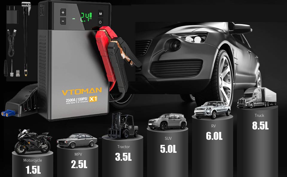 VTOMAN X1 Jump Starter With Air Compressor