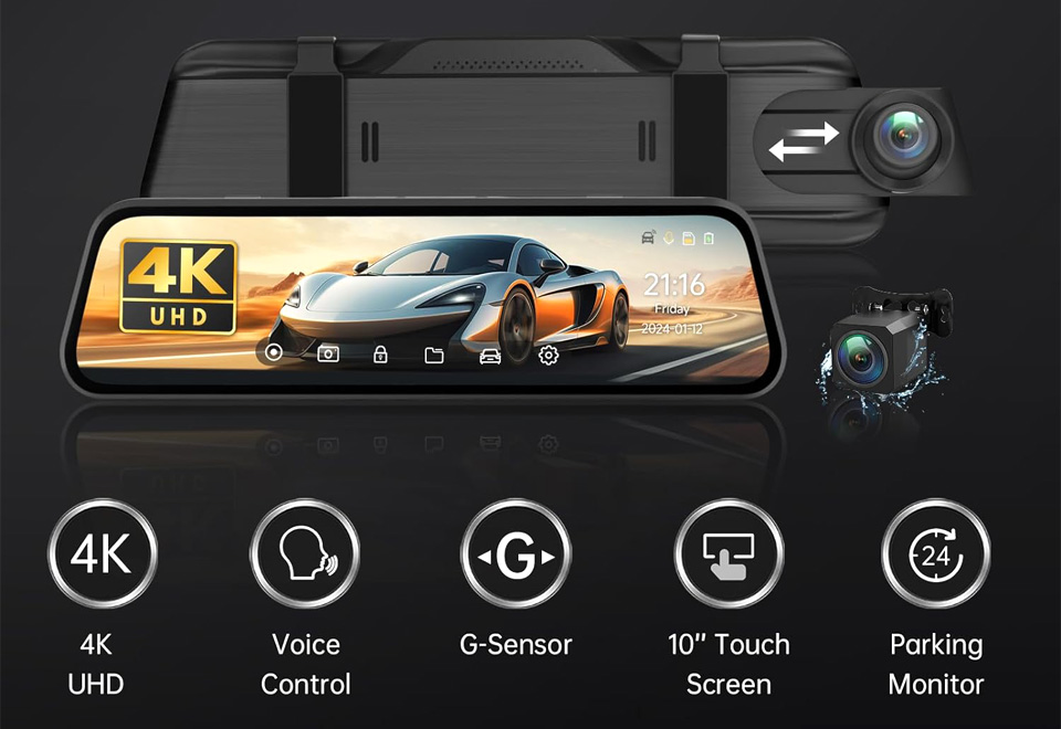 Veement 4K Rear View Mirror Camera