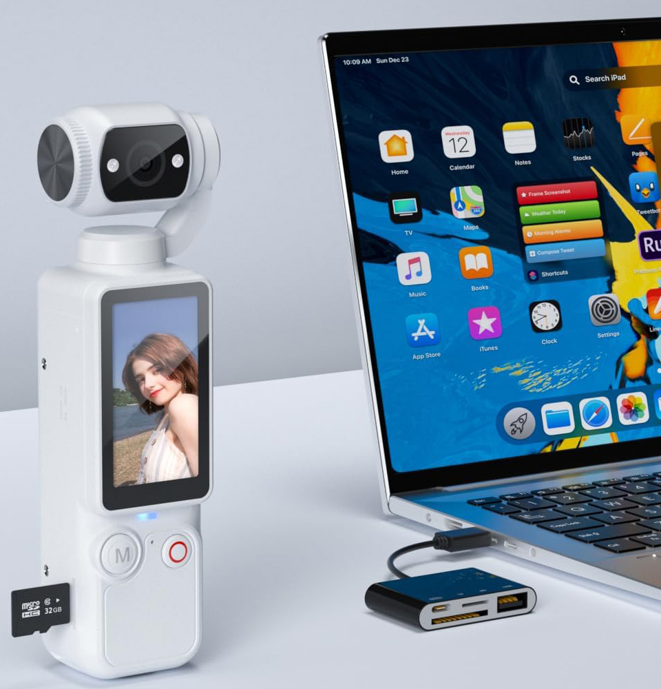 W&O Portable 2.5K Video Recorder with 180° Rotating Lens