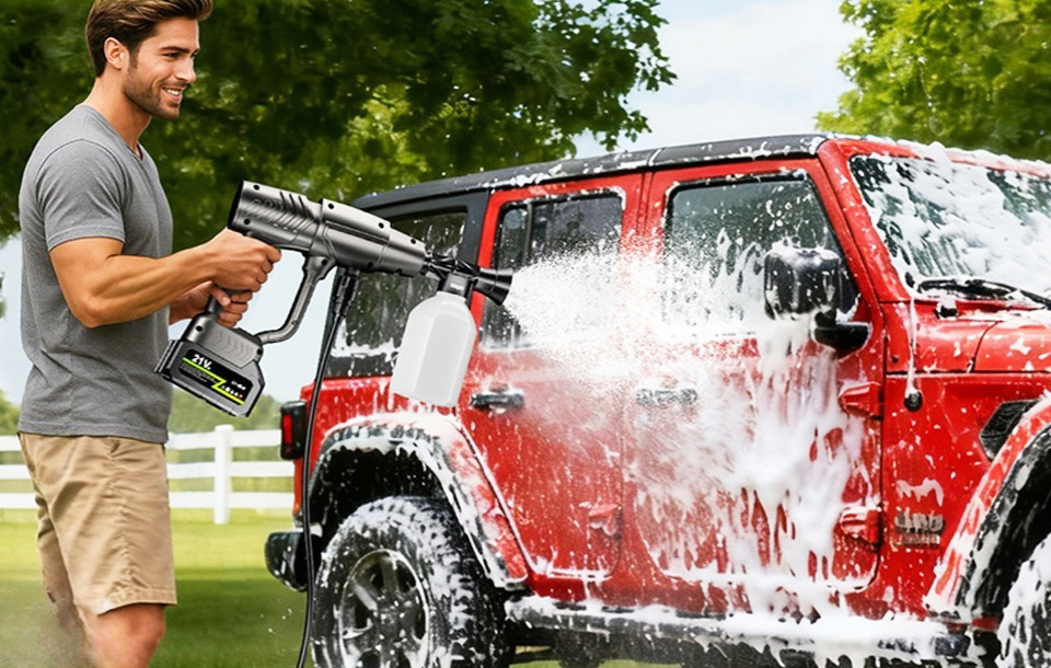 YKYI battery powered cordless pressure washer, 30 speed level, 1200 PSI