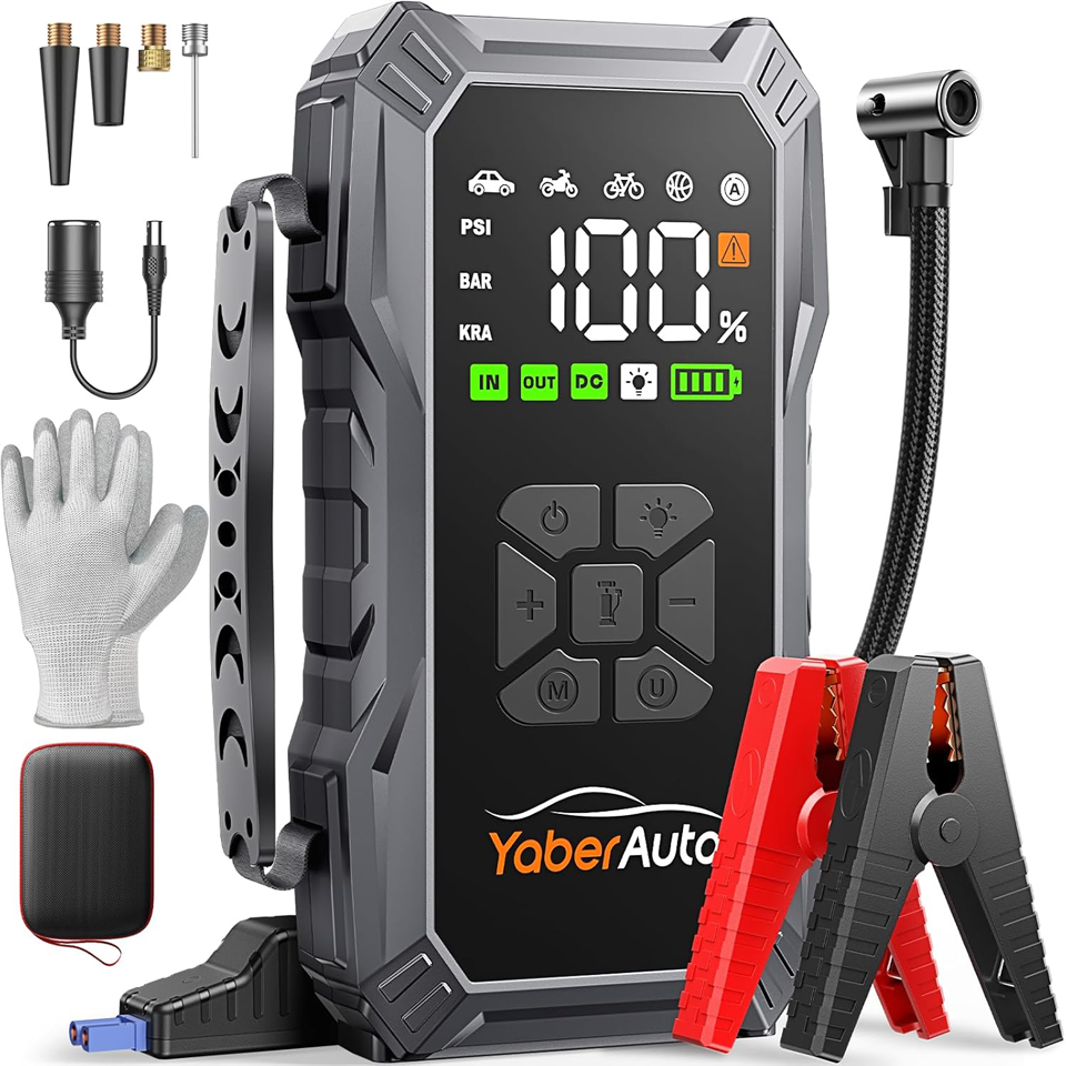 YaberAuto 10-In-1 Jump Starter With Air Compressor