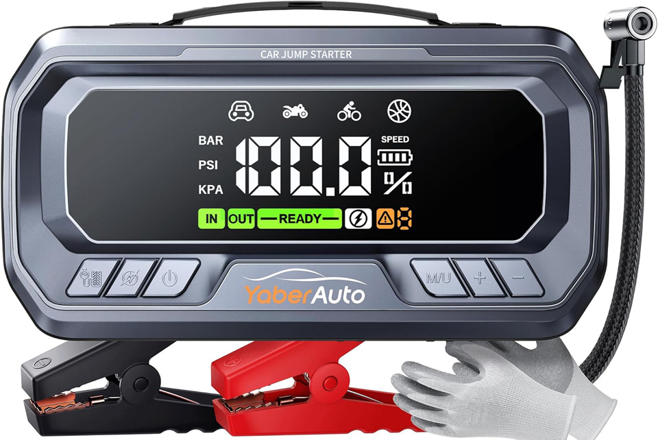 YaberAuto 12-in-1 Jump Starter With Air Compressor
