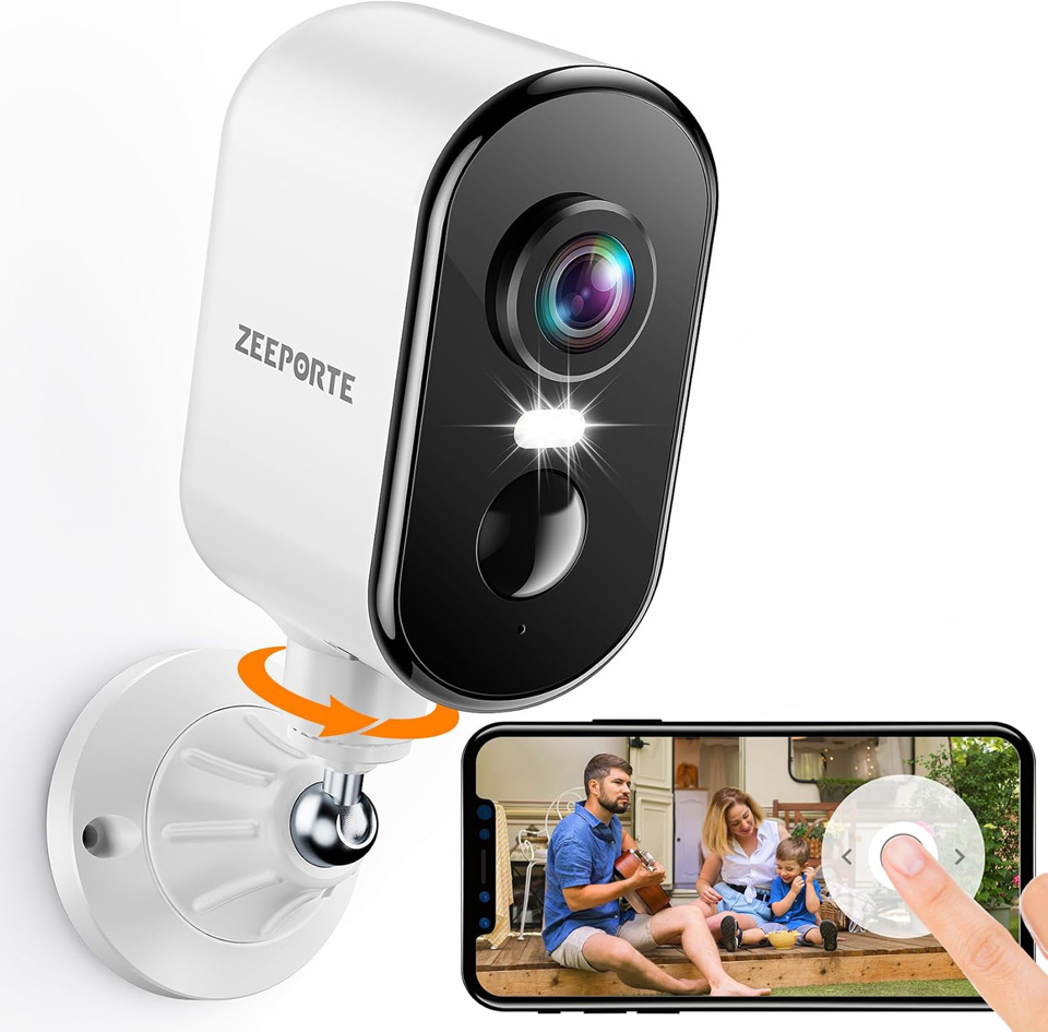ZEEPORTE 2K Wireless Pan Rotating Outdoor Security Camera